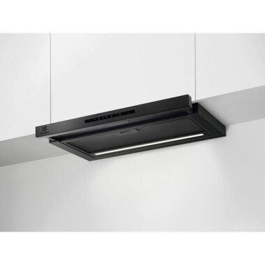 Electrolux LFP716Z beépíthető teleszkópos páraelszívó, fekete, 60 cm, 430 m³/h, felső szekrénybe építhető, hob2hood, 2db zsírszűrő