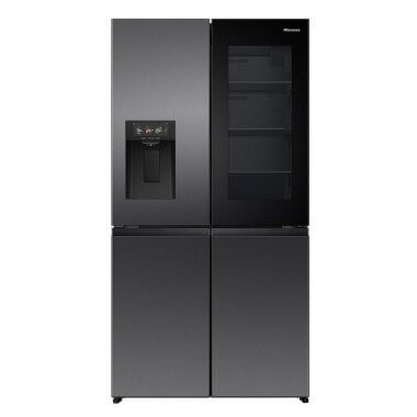 Hisense RQ600P7SKE MultiDoor hűtőszekrény, fekete, wi-fi, nofrost, multi-airflow, víz- és jégadagoló, 179  cm, 349/266 l, 37 db (a)