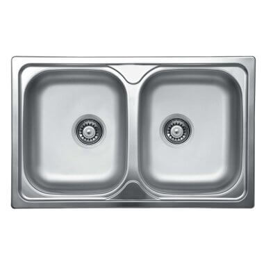 Evido Typon 8 Compact rozsdamentes acél mosogató, kétmedencés, natúr, 1/2" lefolyó garnitúra