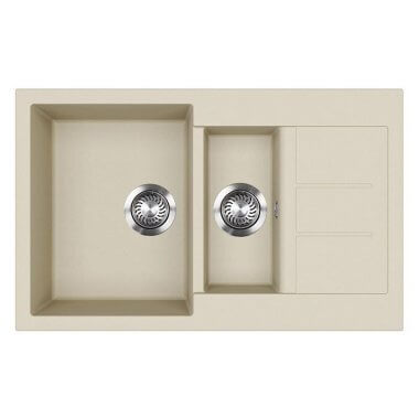 Evido Cubo 6S Compact gránit mosogató, kompakt kialakítás, forgatható kivitel, gyümölcsmosó, két furattal /bézs/