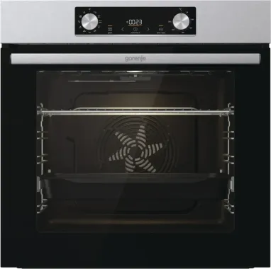 Gorenje BO6735E05X beépíthető sütő, 10 sütőfunkció, hőlégkeverés, pizza sütés, aquaclean, teleszkópos sütősín, süllyesztett gombok